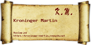 Kroninger Martin névjegykártya